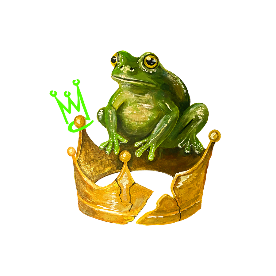 Frosch mit zerbrochener Krone Motiv